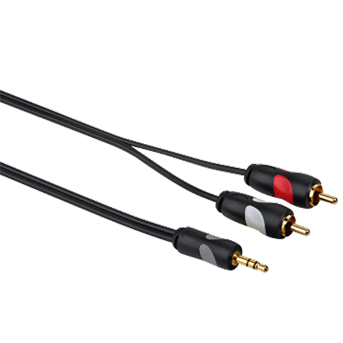 5 Meter Thomson Audio-Kabel, 2 Cinch – 3,5-mm-Klinke Stereo vergoldet  5,0 m 132131 Thomson Audio-Kabel, 2 Cinch - 3,5-mm-Klinke Stereo vergoldet  5,0 m - 1.png